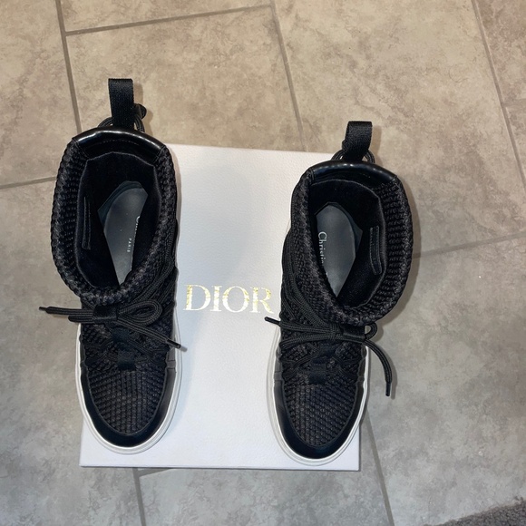 CHRISTIAN DIOR Black Leather/Mesh Resille Dior Solar Flat Boot Size 38/8 - Picture 2 of 15